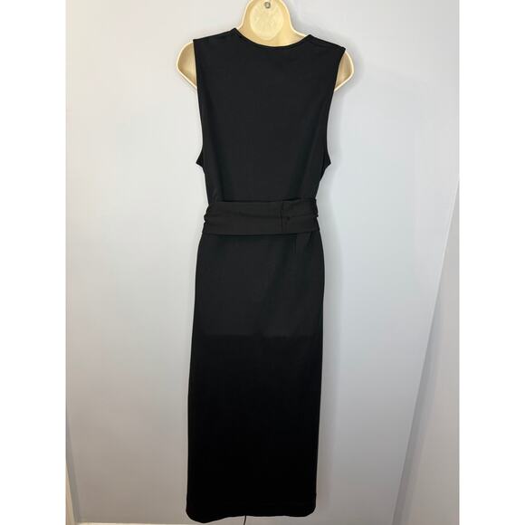 Vince Square Neck Midi Dress Black Pima Cotton Jersey Wardrobe Essentials Sz M - Picture 12 of 13